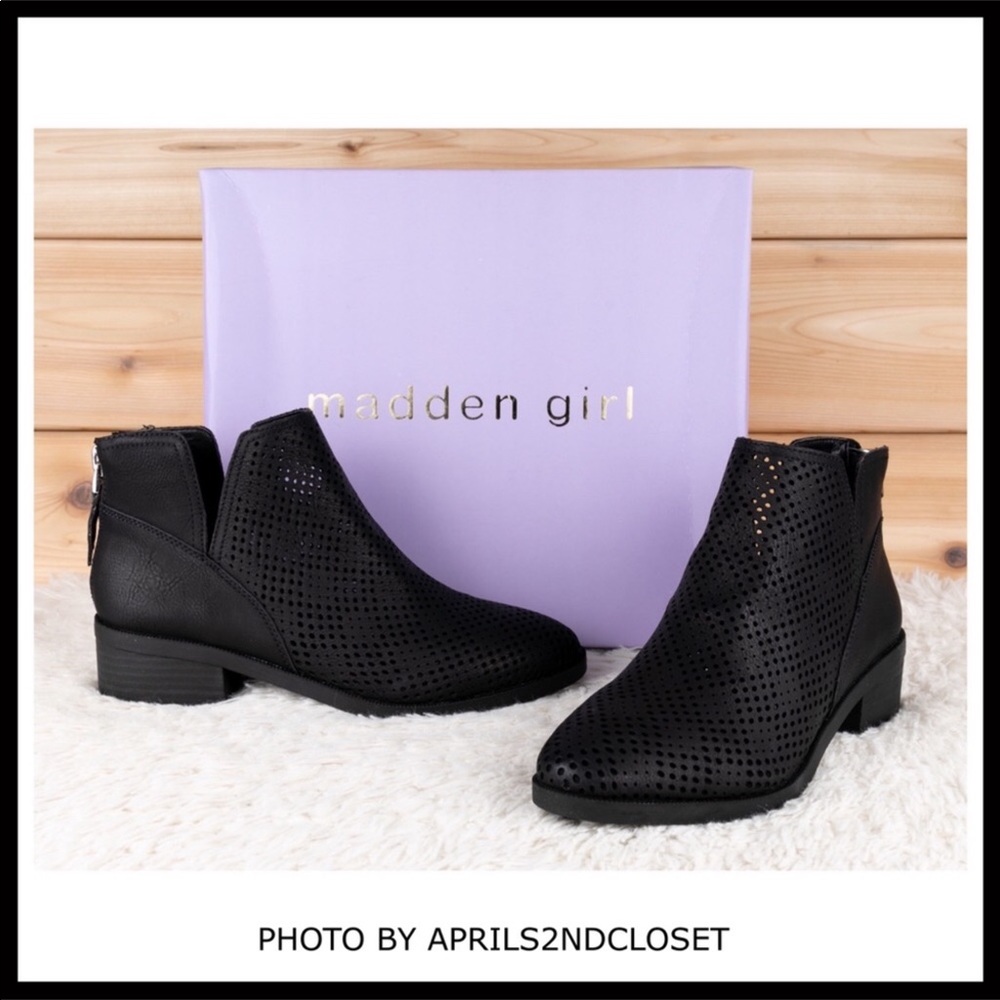 STEVE MADDEN GIRL BLACK BOOTIES ANKLE BOOTS A2C - Picture 2 of 8